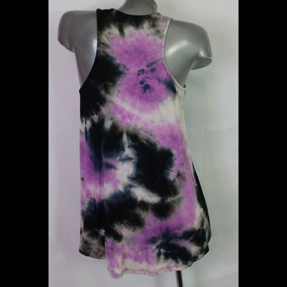 WHITE BIRCH PURPLE BLACK WHITE TIE DYE CRISS CROSS TANK SIZE LARGE NWOT - Picture 3 of 8